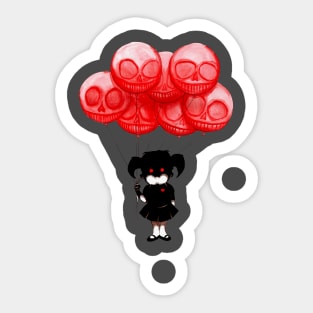 Creepy Girl Skeleton Balloons Sticker